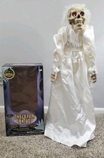 Vintage 1998 Halloween Skeleton Bride GEMMY Animated Talks Singing Corpse w/Box