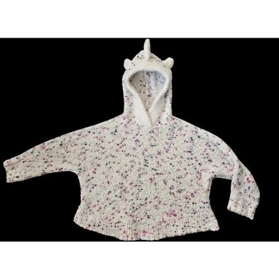 CAT & JACK White Chenille Unicorn Hooded Pullover Girls Size 5T