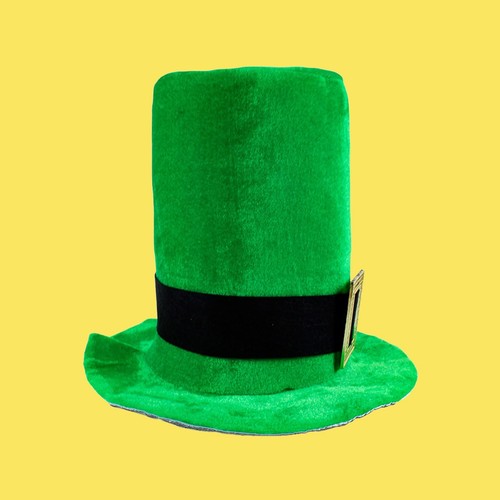 Green Top Hat with Gold Buckle for St. Patrick's Day, Velvet Leprechaun Cap f... - Picture 4 of 7