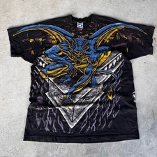 VTG LIQUID BLUE 1995 Gargoyle All-Over Print Single Stitch T-Shirt XLarge