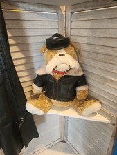 2001 Hugfun International Bulldog Plush Toy with Leather Jacket