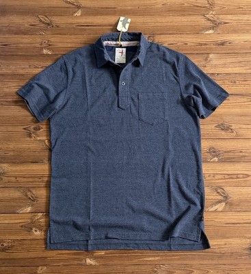 Relwen Pique Slot Polo Shirt Mens Charcoal Navy Heather Pocket NWT Large