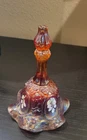 Vintage Fenton Ruby Amberina Carnival Glass Bell – Hand-Painted & Signed EUC