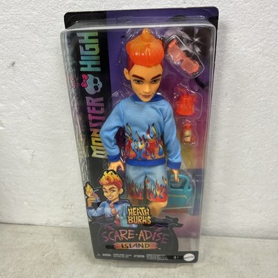 Monster High Heath Burns Scare-Adise Island Doll W/ Flame Shirt & Swim Shorts