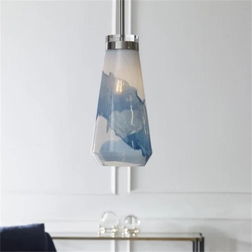 Uttermost Windswept 1-Light Coastal Steel and Glass Mini Pendant in Blue/White - Picture 3 of 9