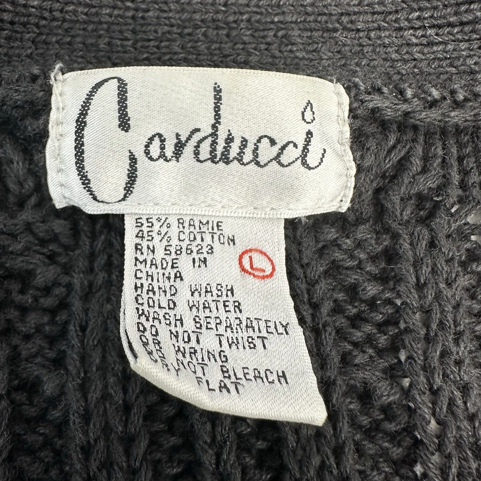 Винтажный Carducci женщин тяжелый кабель трикотажа черный кардиган длинным рукавом кнопка карманы L - Изображение 2 из 4