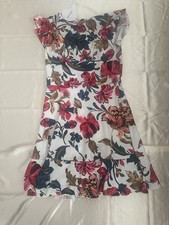 SHEIN VCAY Floral Print Ruffle Trim Flutter Sleeve Flare Mini Dress Medium NWT