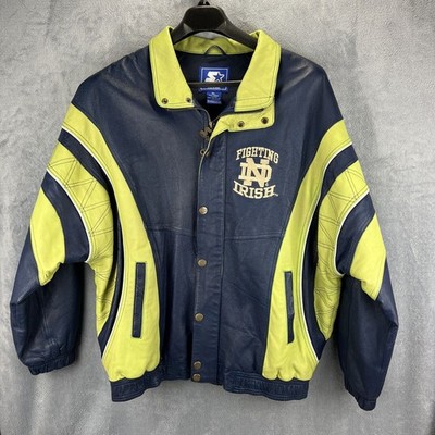Notre Dame Varsity Jacket Adult XL Blue Green Leather Starter