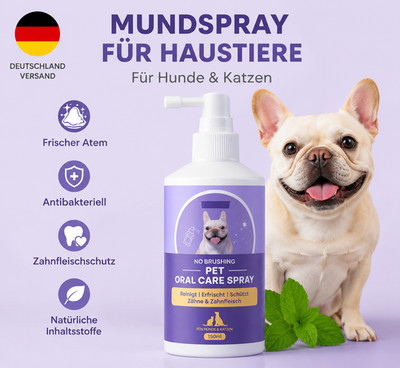 Zahnpflege Dentalspray für Hunde & Katzen gegen Mundgeruch und Zahnstein - 150ml