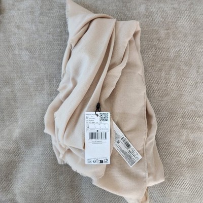 Mango MNG Unisex Beige Frayed Edge Scarf NWT