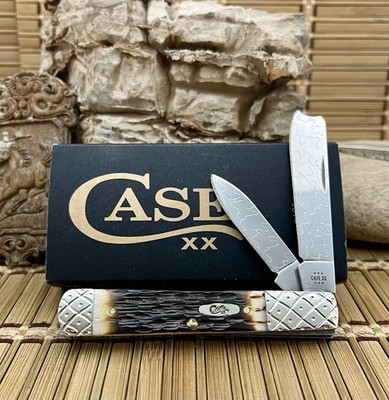 Case XX Amazing Custom Hand-Fired Peachseed AMBER Bone Razor Barlow Knife #31
