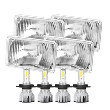 4pcs 4x6 Inch H4651 H4652 H4656 H4666 H6545 Headlights Housing + H4/9003 High