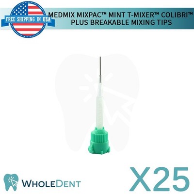 Dental Medmix MIXPAC  Mint T-Mixer  Colibri  Plus Breakable Mixing Tips 25Pcs