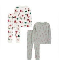 NWT 4PC- 2 Sets Carter's Child of Mine Baby and Toddler Holiday Pajama Set