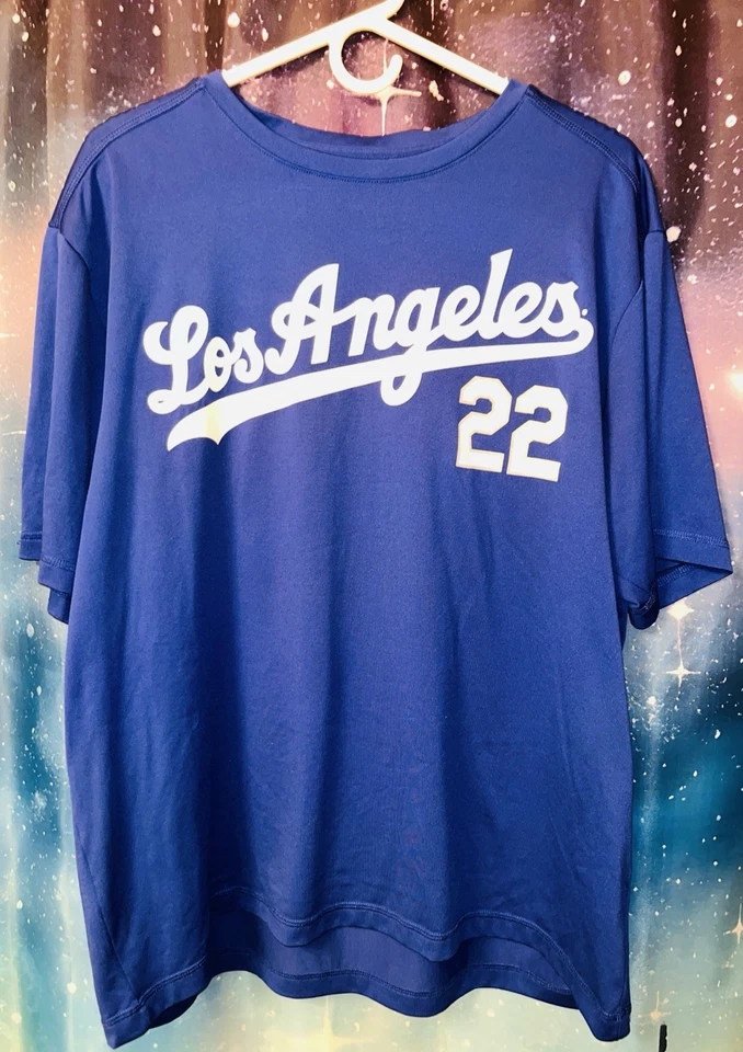 Los Angeles Dodgers Men T-Shirt XL Blue Clayton Kershaw #22 Team Logo Crew Neck - Image 2 of 4