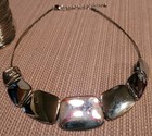 Jewelry SET Signed Lia Sophia Silver Tone Necklace Bracelet Statement Polished — photo 4