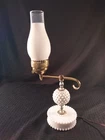 Vintage Hobnail Milk Glass and Brass Hurricane Lamp 18" Night Table White