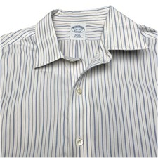 Brooks Brothers 1818 Dress Shirt 16 33 Mens French Cuff Slim Off White Stripe