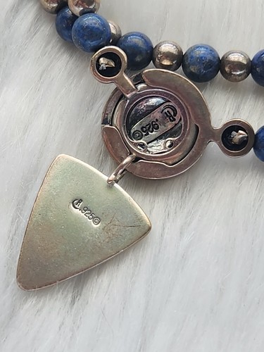 Corazon Carolyn Pollack Sterling Silver Lapis Lazuli Beads Southwestern Necklace - Foto 10 di 16