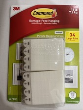 3M Command Picture Hanging Strips 34 Pairs 68 Large Strips Hold 16 lbs