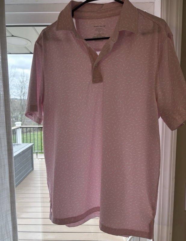 Member's Mark Men's Pink Patterned Performance Short Sleeve Polo Shirt M