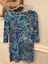 Lilly Pulitzer Hollee Dress Sneak A Break Floral Bennett Blue Cutout Size Small