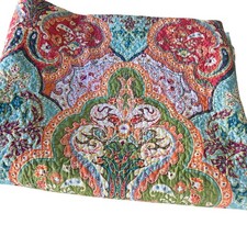 Cotton Paisley Queen Quilt Reversible Floral  Aqua/white Pattern 90x100