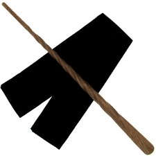 14" Legacy Soft Spirals Hand Carved Mahogany Wood Magic Wand Wizard Witch w/ Bag
