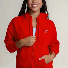 Victoria's Secret PINK Ivy Fleece Campus Full-Zip Hoodie Jacket Vermillion 