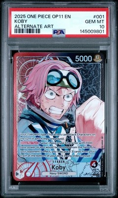 PSA10 2025 ワンピース コビー ALTERNATE ART＆サン五郎 2025 ONE PIECE OP11-A FIST OF DIVINE SPEED ALTERNATE ART #001 KOBY