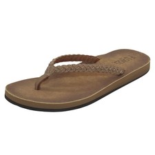 Flojos Womens Sky Slip On Arch Support Flip Flop Thong Sandals, Tan