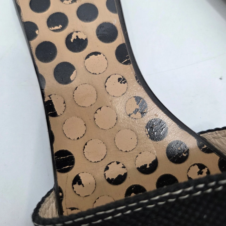 VTG KATE SPADE NEW YORK 6B Toby Black Button slides Polka Dot Flat Sandals - Image 3 of 4