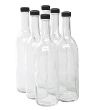 750ml Clear Glass Bordeaux Wine Bottles with Cork Finish Brewing Jar New