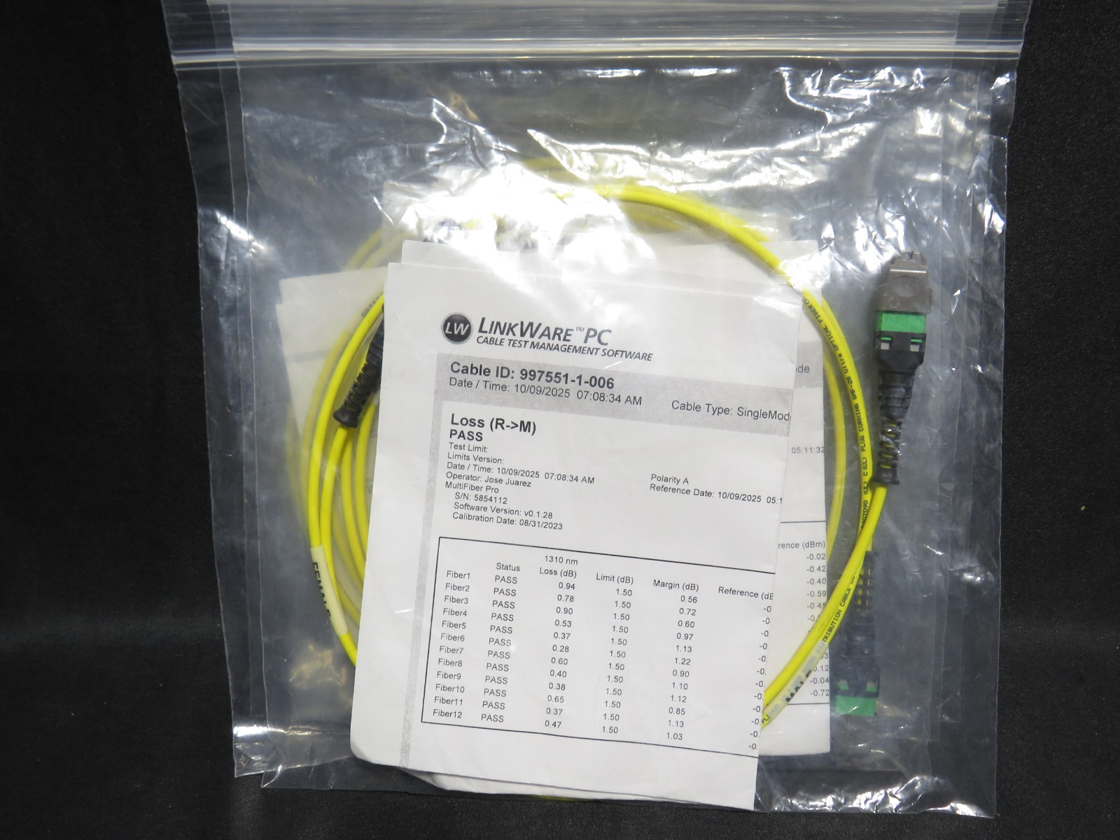 Siemon XGLO Multimode OM3 MTP/MPO Plug/Play Polarity A Test Reference Cord [TL]