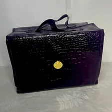 Joy Mangano Croc Embossed Better Beauty Roll Up Makeup Case Purple
