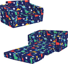 Kids Couch Convertible Sofa to Lounger for Toddler Boy, Foldable 2-In-1 Kids Sof