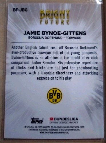Jamie Bynoe-Gittens Bright Future - BVB Dortmund Topps Chrome Bundesliga 2022-23 - Bild 2 von 2