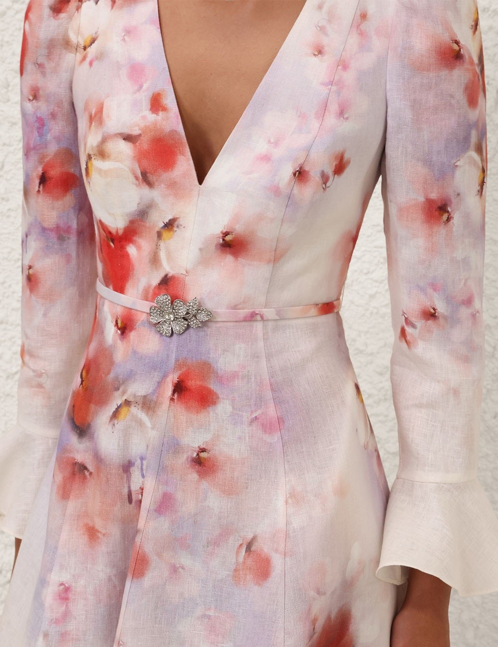 Zimmermann Crush Frill Sleeved Midi Dress  Size 1/US6/UK10 RRP$995 New with Tags