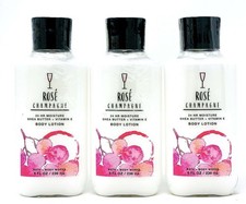 3 Bath  Body Works ROSE CHAMPAGNE 24-hr Body Lotion 8 oz Coconut Oil-Shea-Vit E
