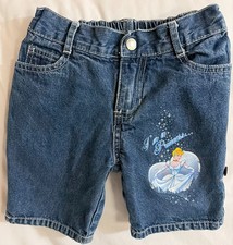 Vintage Y2K Disney Princess Cinderella "I'm a Princess" 4T Denim Shorts Elastic