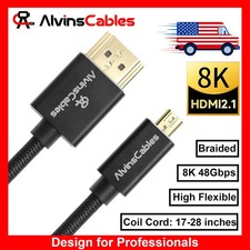 8K 2.1 Micro HDMI to HDMI Coiled 48 Gbps Cable for Atomos Ninja V Sony A7RIII