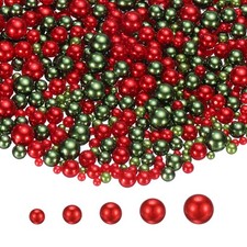 1000 Pcs No Hole Pearls, Mini Round Faux Pearl, Red/Green