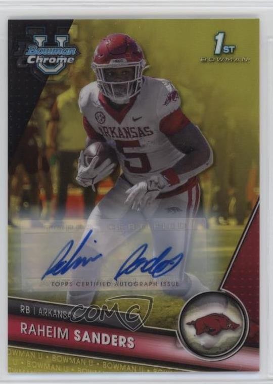 2023 Bowman U Chrome Prospect Yellow Refractor 46/75 Raheim Sanders #24 Auto 7ud