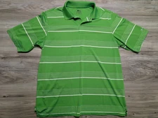Slazenger Golf Polo Shirt Men's Large Bright Green Striped