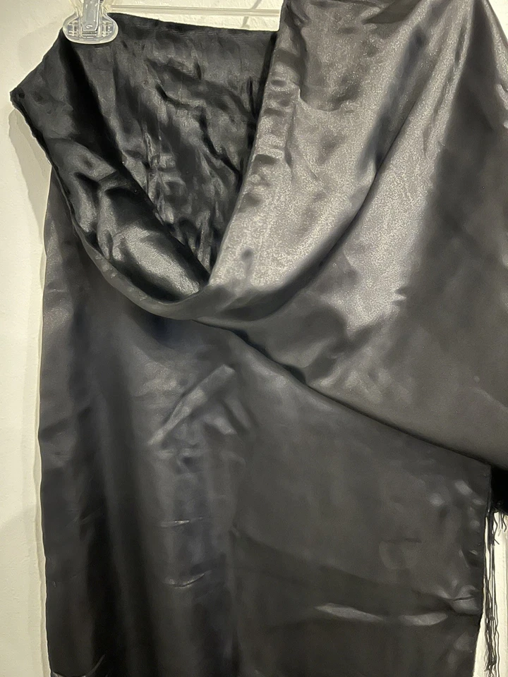 Long Black Velvet Satin Reversible Shawl Dress Accessory Victorian 70” L x 17” W - Image 4 of 4