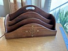 Vintage Indian Wooden Letter Document Organiser Brass Inlay 30cm W