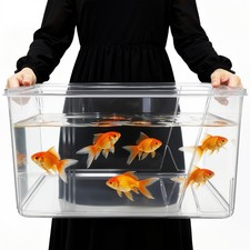 7 Gallon Plastic Fish Tank Large Bowl Shatterproof with Crystal Clear Clarity...