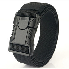 Men Tactical Canvas Belt Military Style Nylon Waist Strap with Plastic Buckle