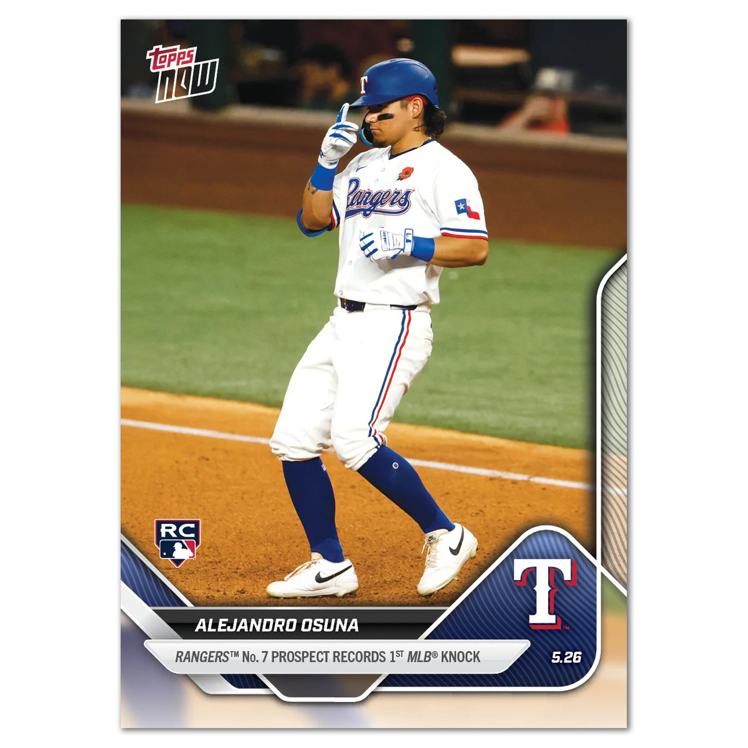 2025 Topps Now 218 Alejandro Osuna Texas Rangers RC 1st MLB Knock Hit PR 998