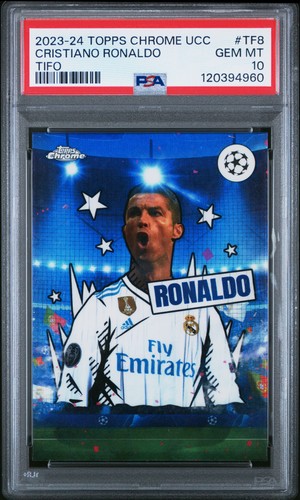 2023-24 TOPPS CHROME UEFA CLUB COMPETITIONS TIFO #TF8 CRISTIANO RONALDO PSA 10